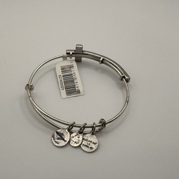 Alex and Ani Spiritual Armor Cross Expandable Bangle Bracelet Silver Tone - Picture 9 of 10